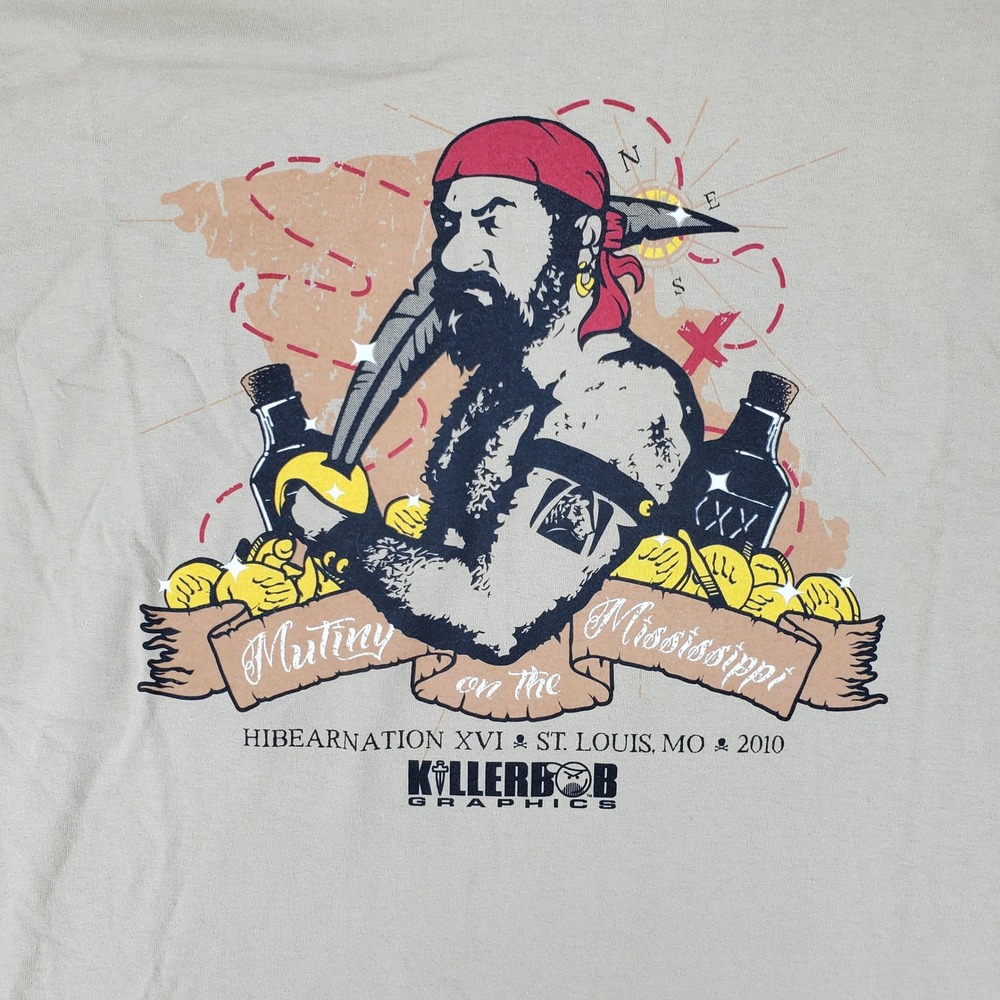 Pirate T-Shirt 2XL Tan Mutiny on the Mississippi HiBearNation 2010 Gay Interest